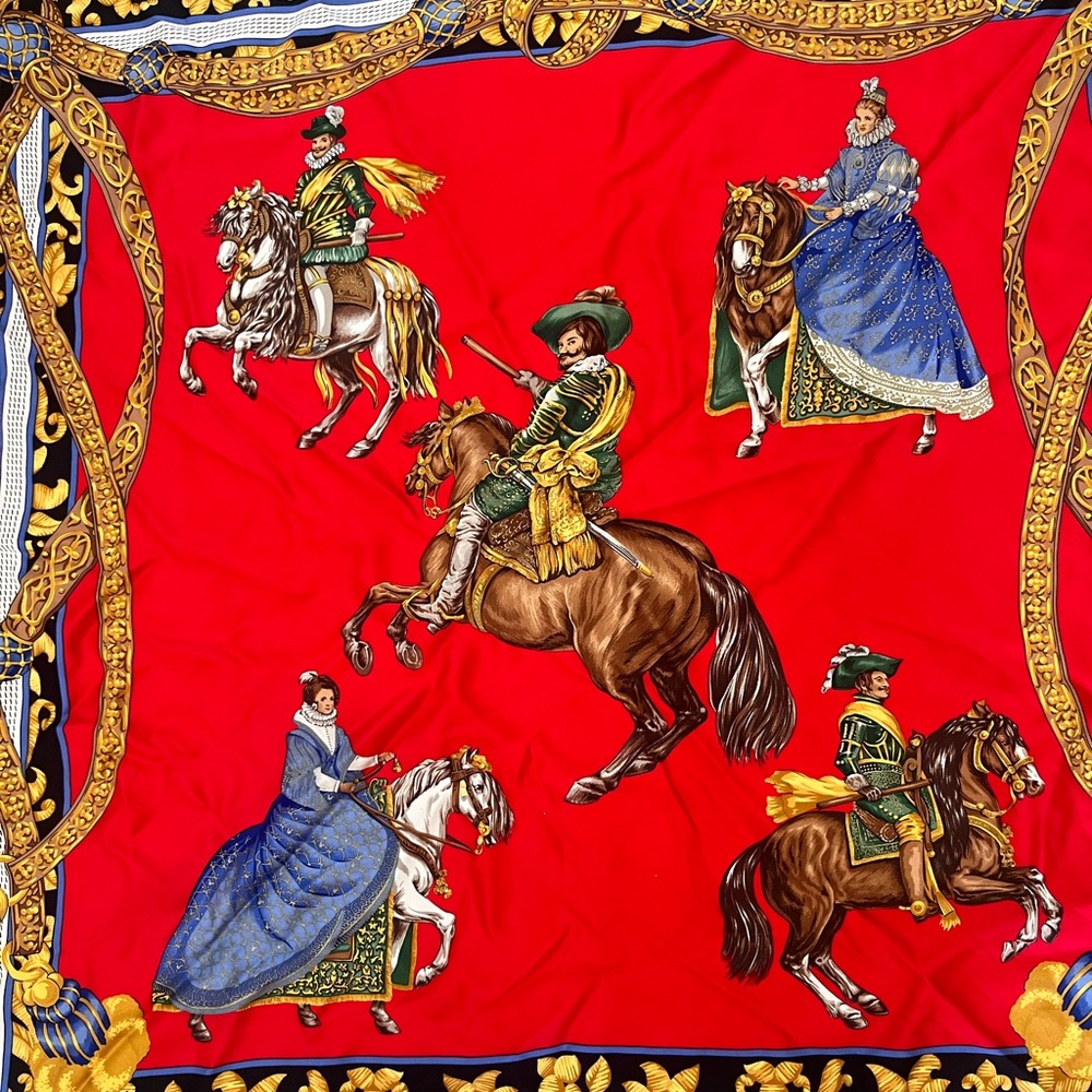 Loewe Red and Gold Equestrian Scarf